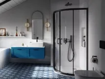 Кабина полукруглая BESCO MODERN 90x90x190 стекло прозрачное, профиль черный мат Фото - 1