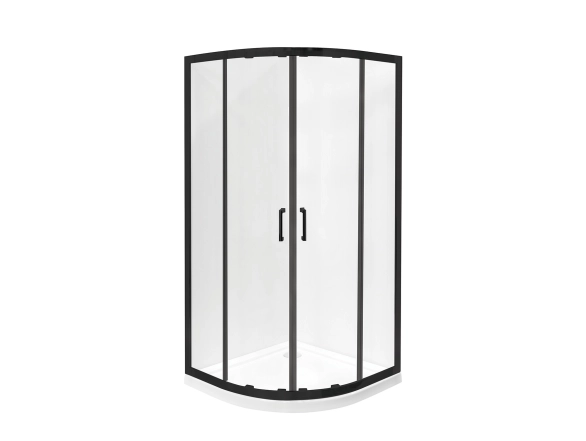 Кабина полукруглая BESCO MODERN 90x90x190 стекло прозрачное, профиль черный мат