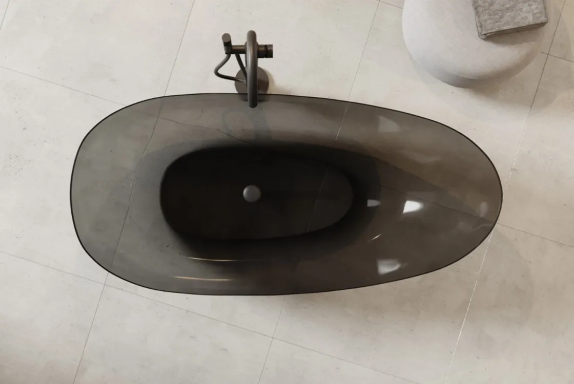 Ванна свободностоящая BESCO XARA 160х75 Carbon Grey, с сифоном клик-клак черный Фото - 5