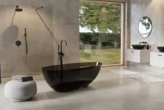 Ванна свободностоящая BESCO XARA 160х75 Carbon Grey, с сифоном клик-клак черный Фото - 3