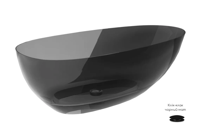 Ванна свободностоящая BESCO XARA 160х75 Carbon Grey, с сифоном клик-клак черный