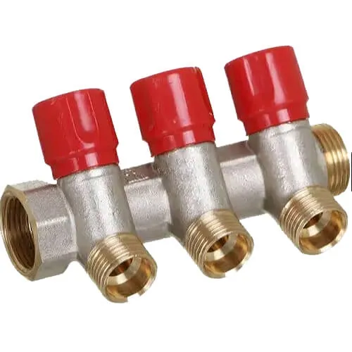 Колектор з вентилями BIANCHI Ø3/4" х 3 х 1/2"ЗР хром (червоний)  I=36 мм (203B05040A)
