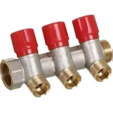 Колектор з вентилями BIANCHI Ø3/4" х 3 х 1/2"ЗР хром (червоний)  I=36 мм (203B05040A)