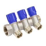 Коллектор с вентилями BIANCHI Ø3/4" х 3 х 1/2 "НР хром (синий) I=36 мм (203B05040D)