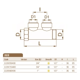 Колектор BIANCHI Ø3/4" х 2 х 1/2" ВР  латунь  I=36 мм Фото - 3