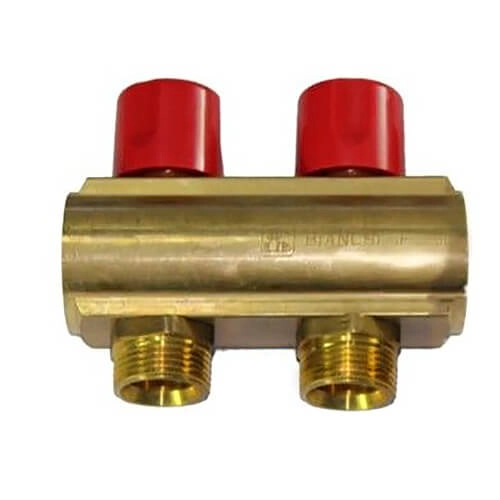 Колектор з вентилями BIANCHI Ø1" х 2 х 3/4"ЗР (червоний)  I=50 мм (232E06050A)