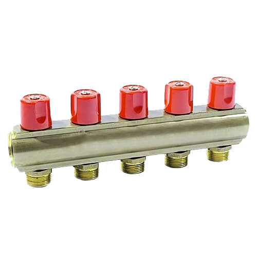 Колектор з вентилями BIANCHI Ø1" х 5 х 3/4"ЗР (червоний)  I=50 мм (235E06050A)