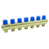 Коллектор с вентилями BIANCHI Ø1" х 7 х 3/4 "НР (синий) I=50 мм (237E06050D)
