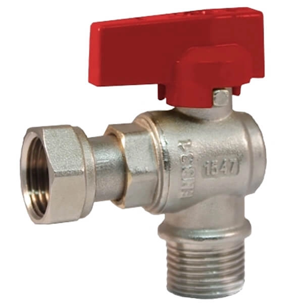 Кран угловой BIANCHI Ø3/4" С х 3/4" В с накидной гайкой (red/красный)