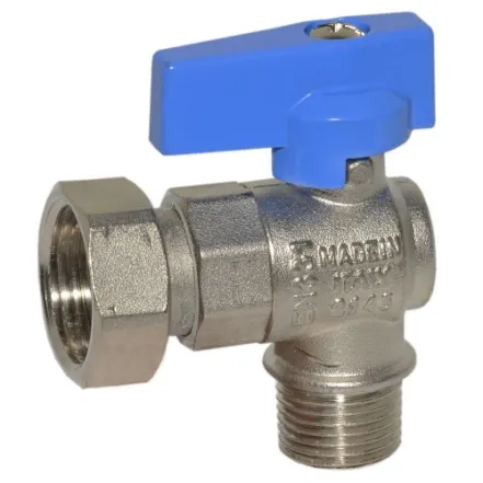 Кран угловой BIANCHI Ø1/2" В х 3/4" В с накидной гайкой (blue/синий)
