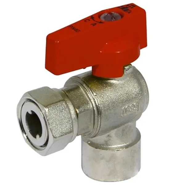 Кран угловой BIANCHI Ø3/4" В х 3/4" В с накидной гайкой (red/красный)