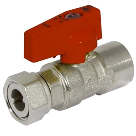 Кран прямой BIANCHI Ø3/4" В х 3/4" В с накидной гайкой (red/красный)