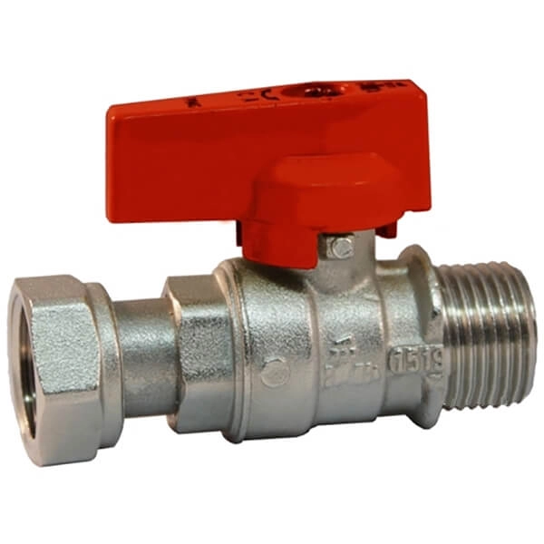 Кран прямой BIANCHI Ø1/2" С х 1/2" В с накидной гайкой (red/красный)
