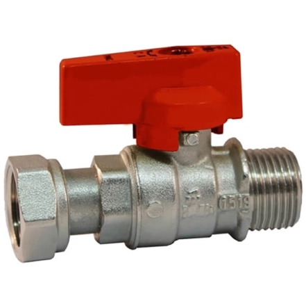Кран прямий BIANCHI Ø1/2" З х 1/2" В  з накидною гайкою  (red/червоний) 