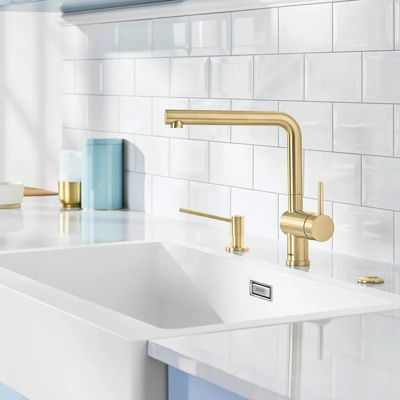 Кухонный смеситель Blanco LINUS PVD satin gold золотой матовый (526683) Фото - 3