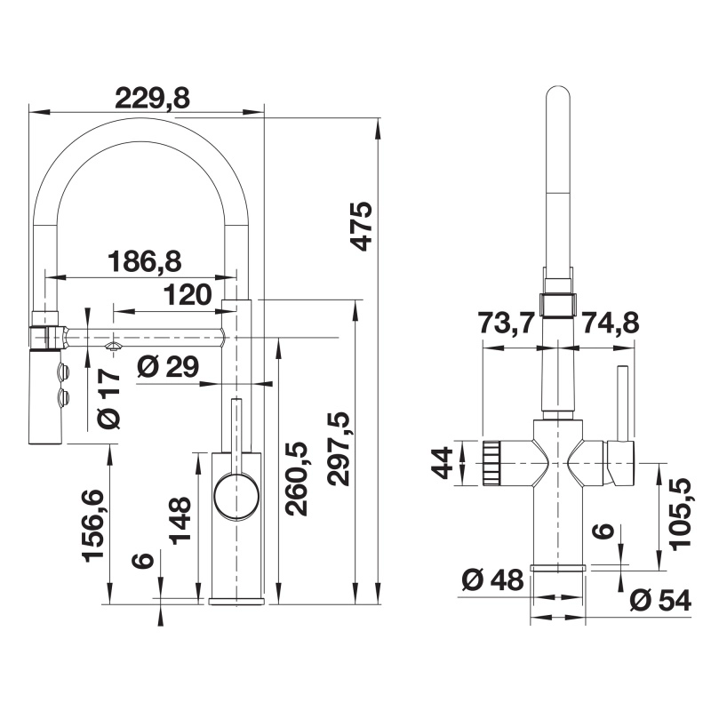 Кухонний змішувач Blanco CATRIS-S Flexo Filter PVD Steel нержавіюча сталь (526706) Фото - 5