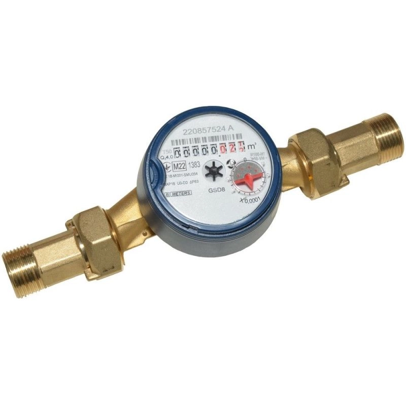 Лічильник води зі штуцерами B Meters GSD8-I  R 100  Ø3/4" ХВ  0°С-50°С (L=130 мм Qn= 4,0 м³/г) (8IA00F24CSDIV0)