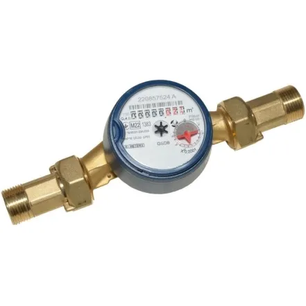 Счетчик воды со штуцерами B Meters GSD8-I R 100 Ø3/4" ХВ 0°С-50°С (L=130 мм Qn= 4,0 м³/ч) (8IA00F24CSDIV0)