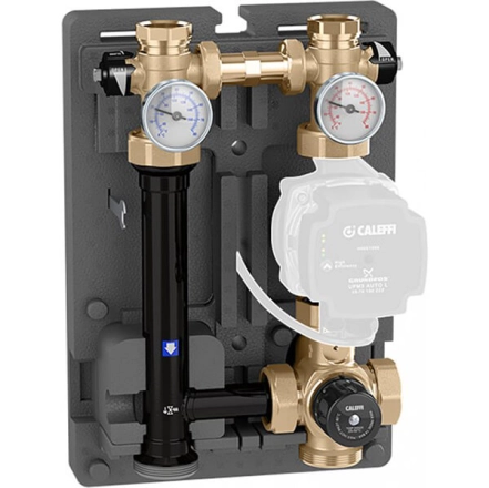 Група терморегуляції Caleffi 25÷50°C  Ø1"В х 1 1/2"З  125 мм  в ізоляції  (ліва/права)  без насосу (166609)