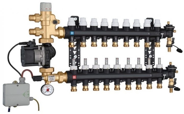 Колектор Caleffi + змішувальна група і насос  UPS 25-60  Ø3/4" З x 9 x 3/4" З 