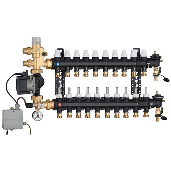 Коллектор Caleffi + смесительная группа и насос UPS 25-60 Ø3/4" С x 10 x 3/4" З