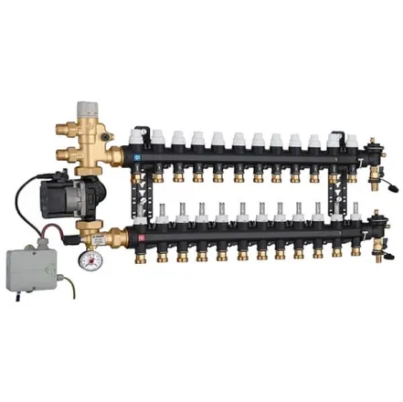 Коллектор Caleffi + смесительная группа и насос UPS 25-60 Ø3/4" С x 12 x 3/4" З