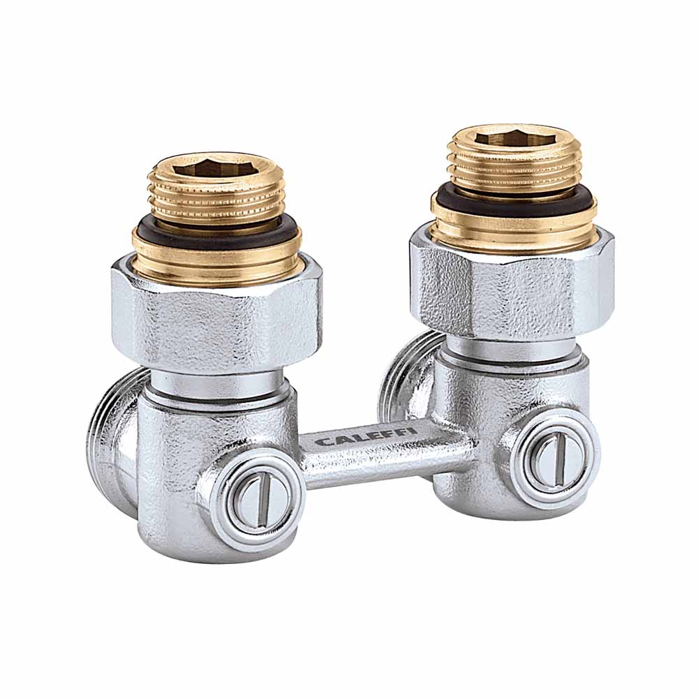 Кран нижнього підключення сталевого радіатора Caleffi Ø1/2" х 3/4" кутовий (301143)