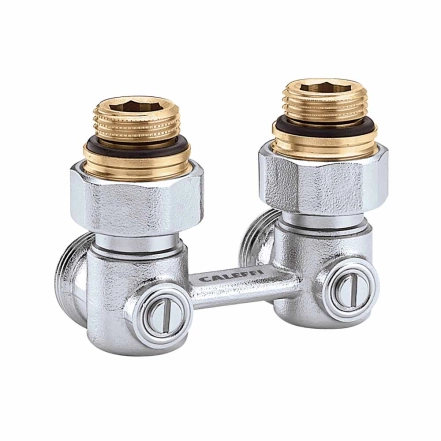 Кран нижнего подключения стального радиатора Caleffi Ø1/2" х 3/4" угловой (301143)