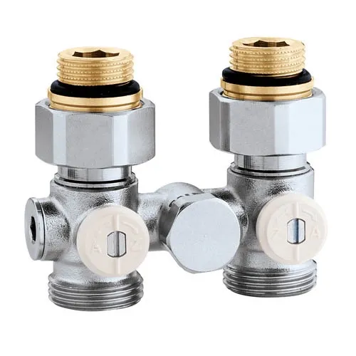 Кран нижнего подключения стального радиатора Caleffi Ø1/2" x 3/4" угловой 50% (301341)