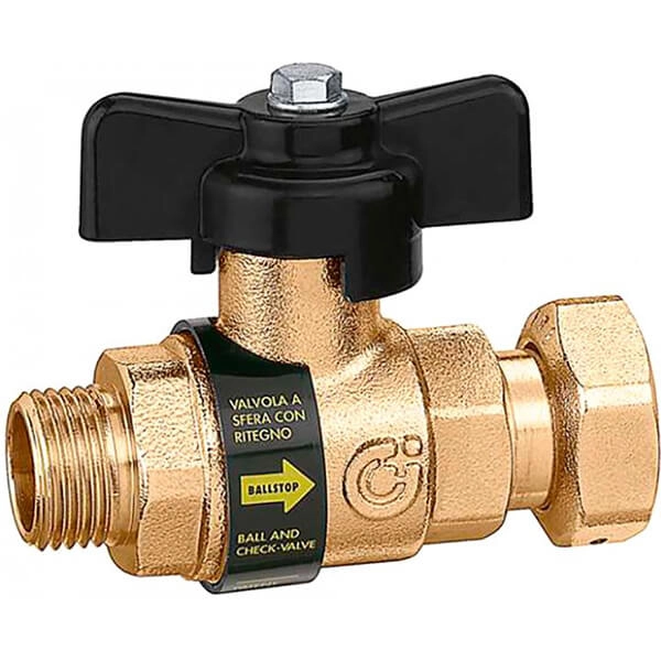 Кульовий кран зі зворотнім клапаном Caleffi Ø3/4" З x 3/4" НГ