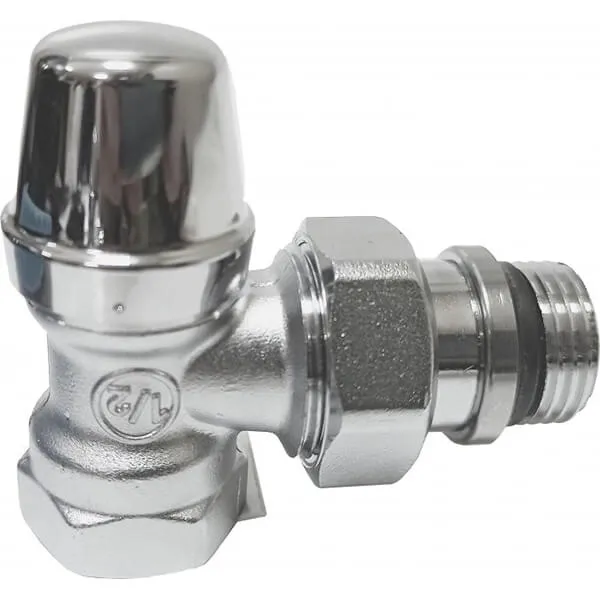 Кран радіаторний хром ручка відсікаючий  Ø1/2"  кутовий 10 bar Caleffi (431422)