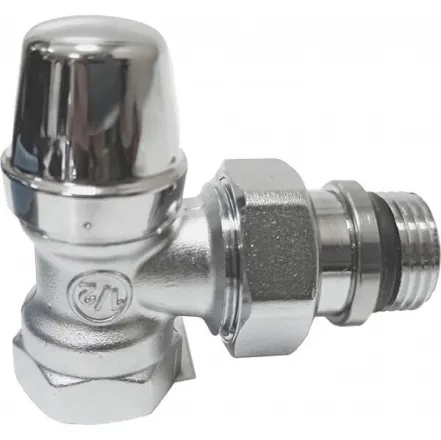 Кран радиаторный хром ручка отсекающий Ø1/2" угловой 10 bar Caleffi (431422)