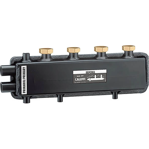 Гідравлічний сепаратор-колектор Caleffi SEPCOLL®  Ø1" В x 1 1/2" В (НГ)  2 пари  125 мм