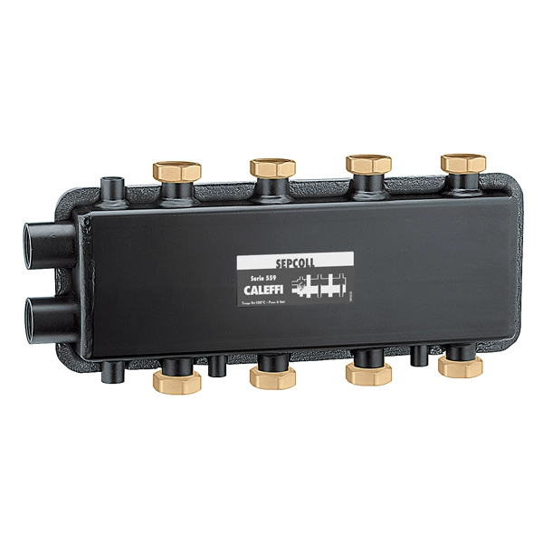Гідравлічний сепаратор-колектор Caleffi SEPCOLL®  Ø1 1/4" В x 1 1/2" В (НГ)  2+2 пари  125 мм