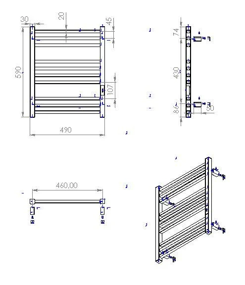 Рушникосушка Carino Lorenzo 590x490 White (L5949FWG) Фото - 6