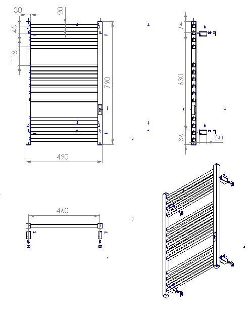 Рушникосушка Carino Lorenzo 790x490 White Matte (L7949FWM) Фото - 6