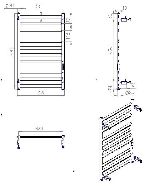 Рушникосушка Carino Mia 790x490 Black Matte (M7949FBM) Фото - 7