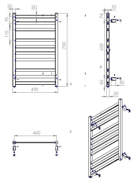 Рушникосушка Carino Ricardo 790x490 Black (R7949LBG) Фото - 5