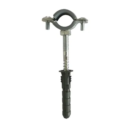 Хомут в зборi CR  1 1/2″ (47-53мм) з гвинтом-шурупом 8*100 та дюбелем в уп., сірий
