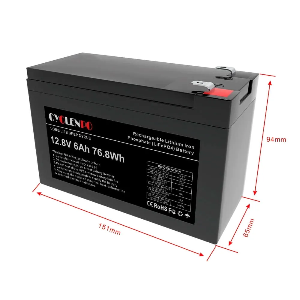 Акумуляторна батарея літій-залізо-фосфатна Cyclen 12.8В 6Аг 12.8V 6AH LiFePo4 (44-00079) Фото - 3
