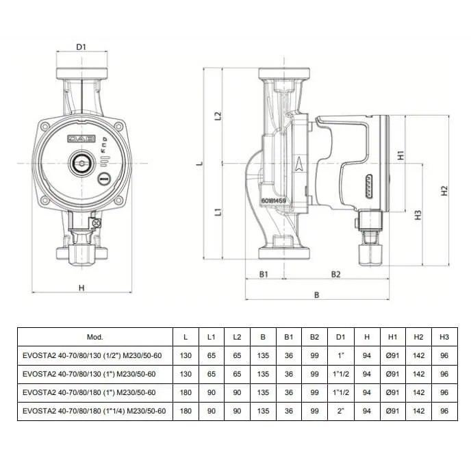 Циркуляційний насос DAB EVOSTA2 40-70/130 DN25 електронним регулюванням (60186046) Фото - 2