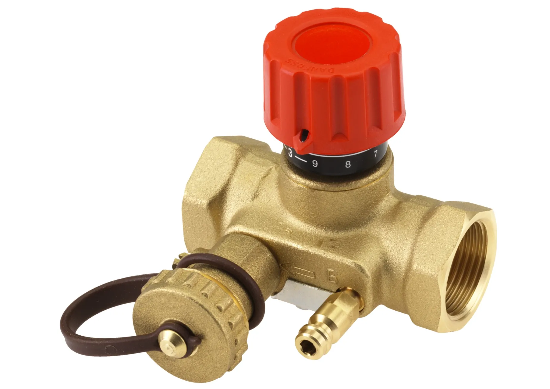 Клапан запорный Danfoss USV-I 25 с измерительными ниппелями, с дренажным краном (003Z2133)