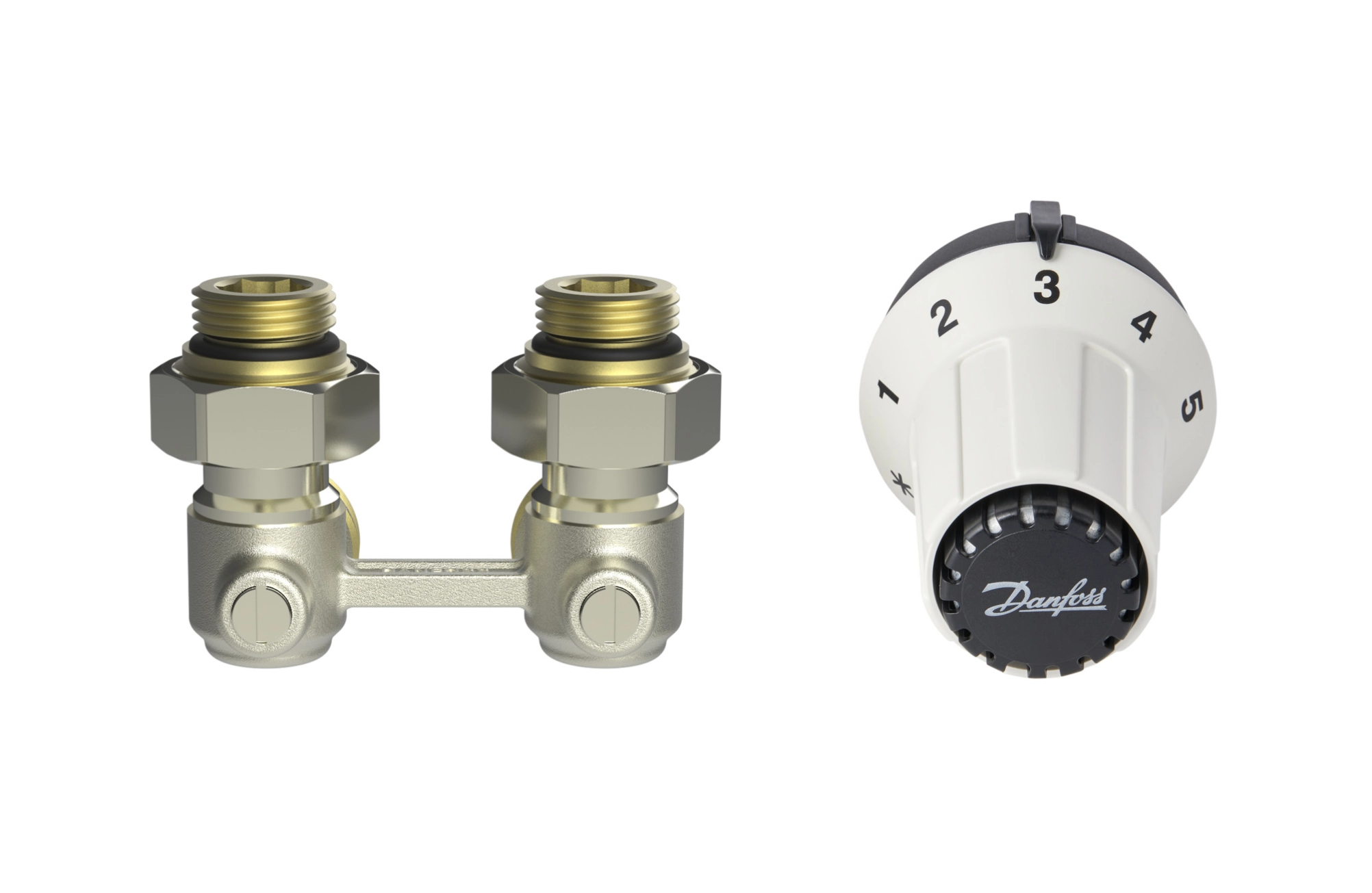 Комплект термостатичний Danfoss RAS-CK + RLV-KS, H-подібний, нижнє підкл, M30x1.5,  1/2", кутовий