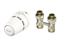 Комплект термостатический Danfoss Regus M30x1.5 + RLV-KB, H-образный, нижнее подкл, 1/2" прямой