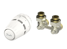 Комплект термостатический Danfoss Regus RA + RLV-KB, H-образный, нижний подкл, 1/2", угловой