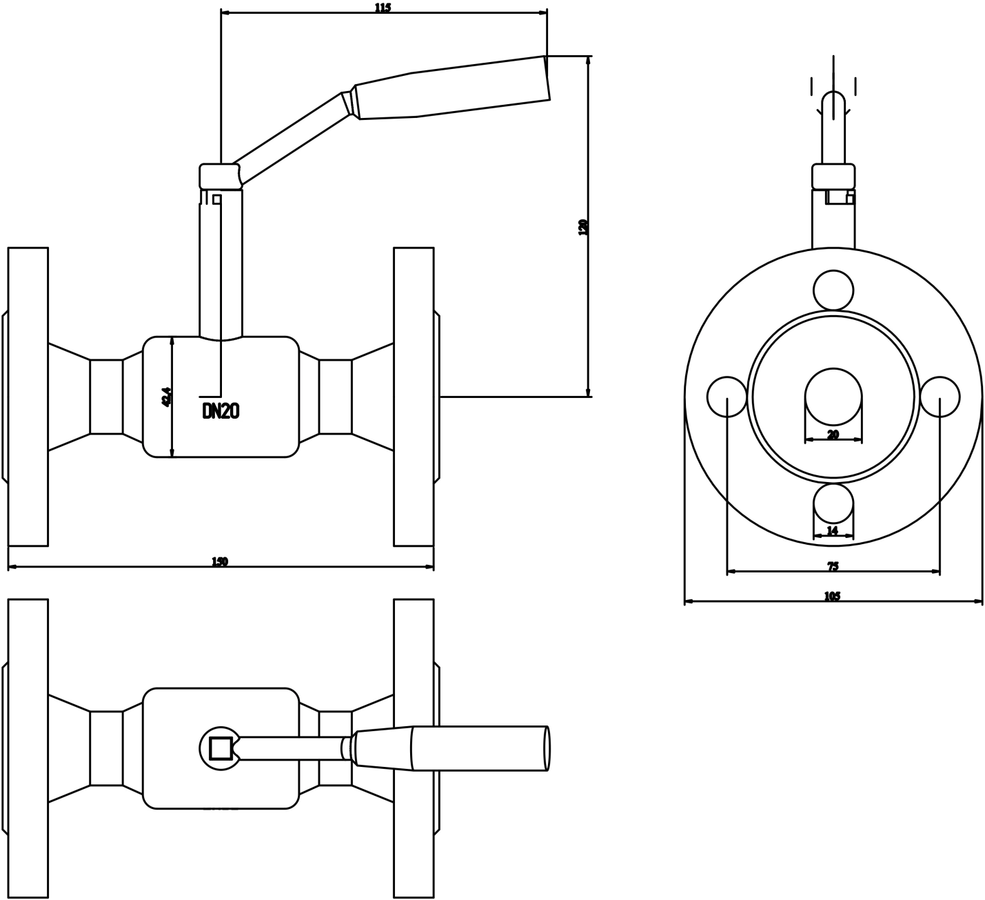Кран фланцевий Danfoss JiP Ду20 Ру40 стандартнопрохідний (0-180°С) Фото - 1