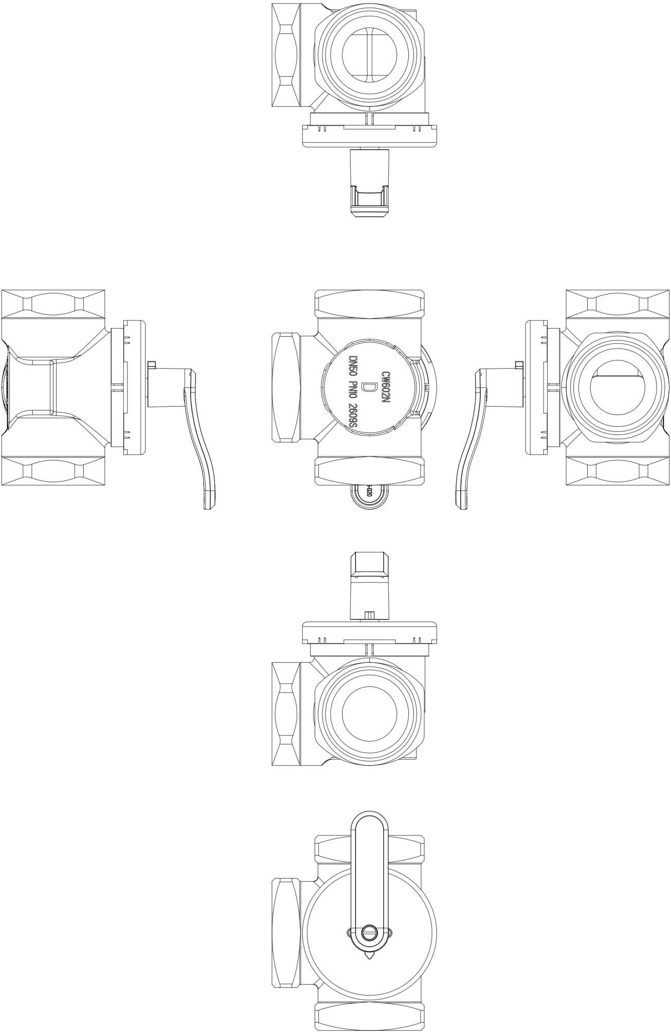 Поворотний триходовий клапан Danfoss HRB3PN10, DN50 kvs 40, внутрішня різьба (065Z0410) Фото - 1