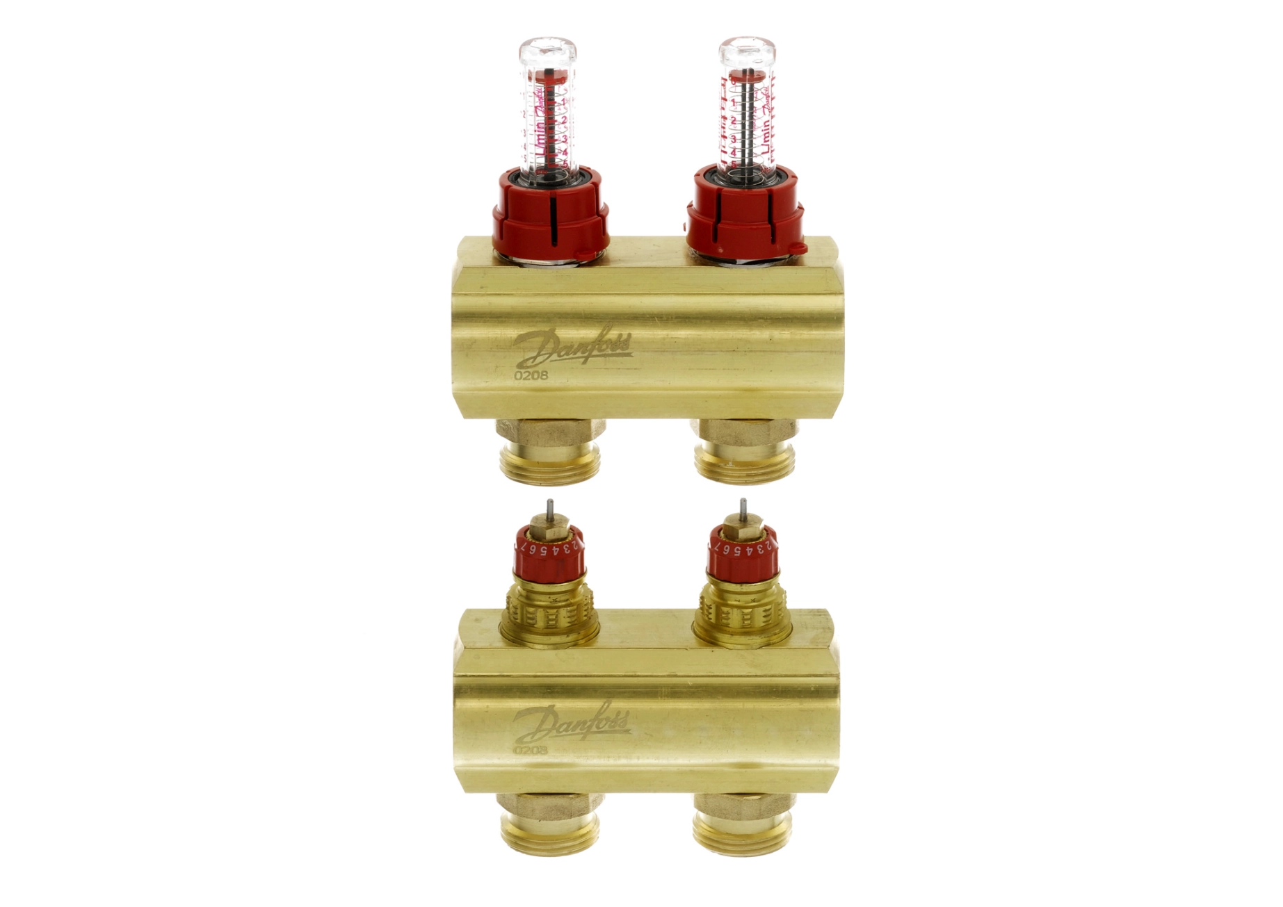 Колекторр Danfoss 2+2 з витратомірами FHF (088U0522)  Фото - 1