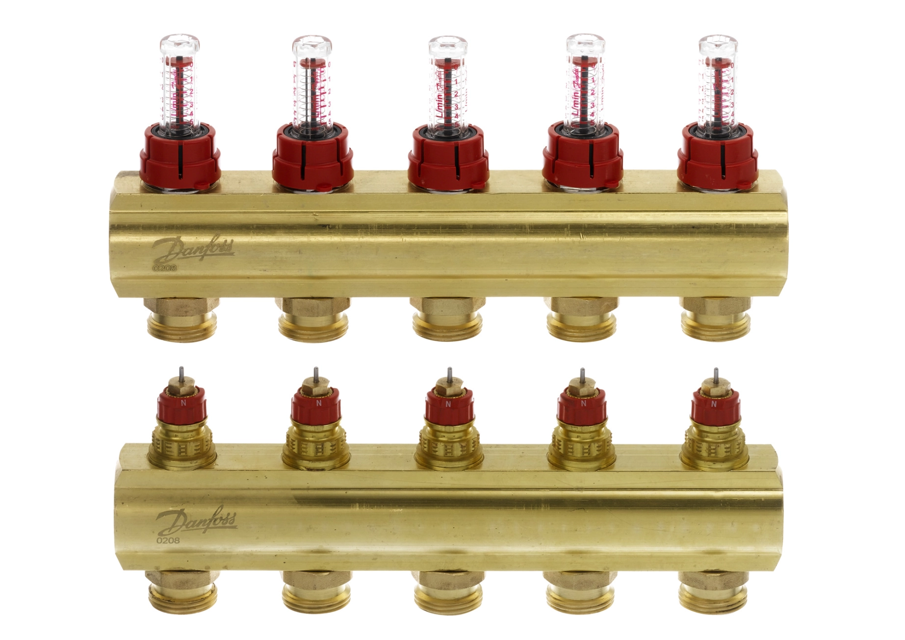 Колекторр Danfoss 5+5 з витратомірами FHF (088U0525) Фото - 1