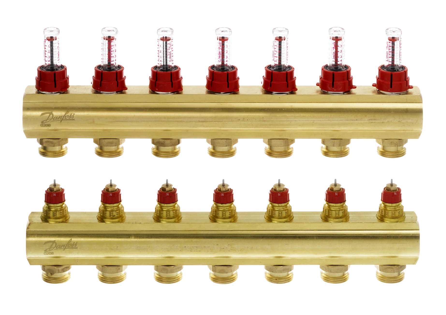 Коллекторр Danfoss 7+7 с расходомерами FHF (088U0527) Фото - 1